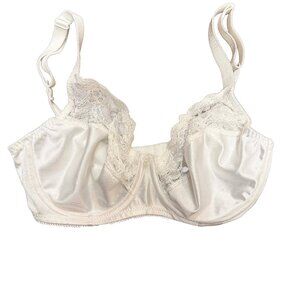Vintage Carnival Ivory Satin Lace Bra Romantic Lingerie 38D Cream